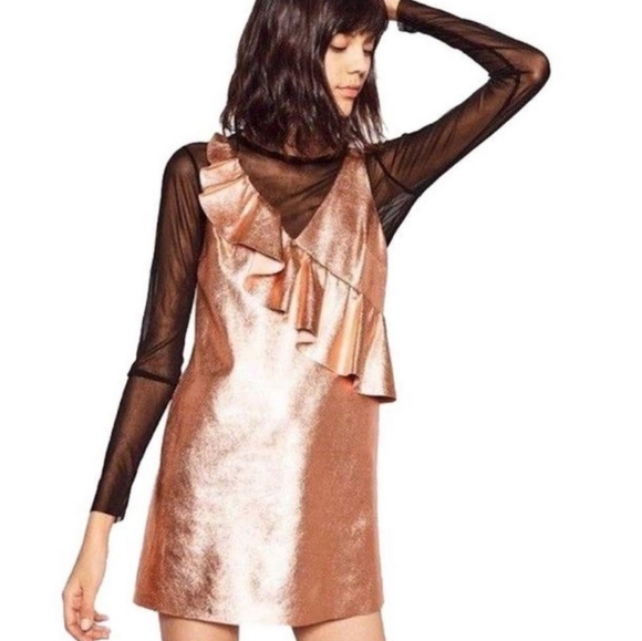 ZARA TRAFALUC COLLECTION GOLDROSE DRESS SIZE XS. - Picture 1 of 11